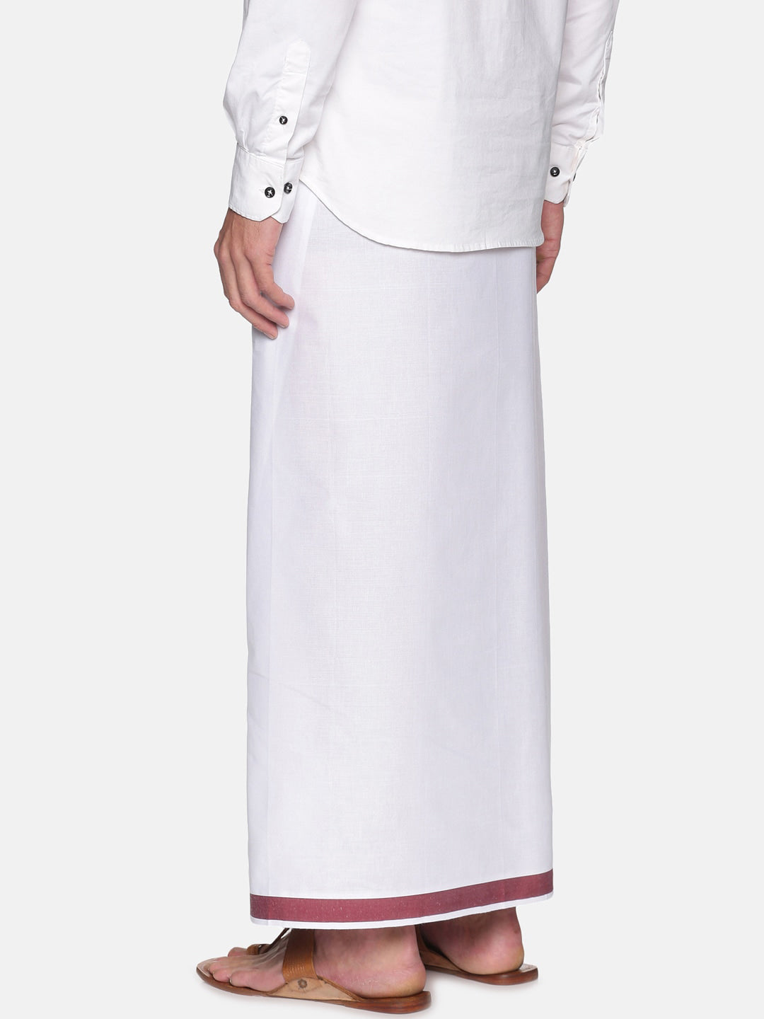 Sethukrishna Mens White Solid Cotton Readymade Dhoti | Swadesiicart