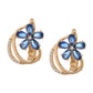 Shining Diva Rose Gold-Polished Blue Floral Studs Earrings - Swadesiicart
