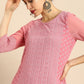 Anouk Women Pink Chikankari Embroidered Kurta with Palazzos | Swadesiicart