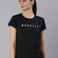 MKH Women Black Typography Printed Dri-FIT Sports T-shirt - Swadesiicart
