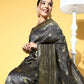 Saree Mall Navy Blue & Gold-Toned Ethnic Motifs Zari Silk Blend Banarasi Sarees | Swadesiicart