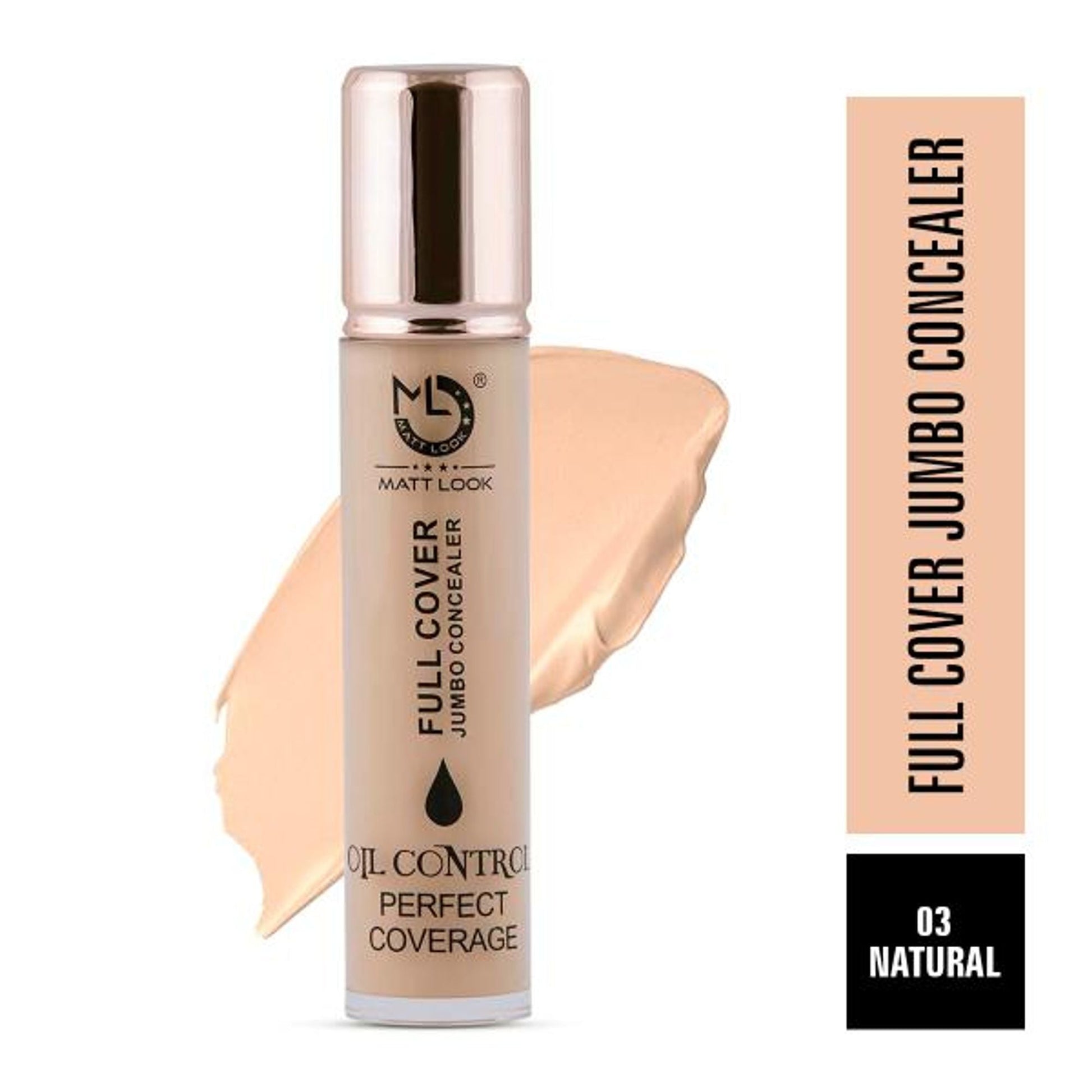 Matt Look Full Cover Jumbo Oil Control Perfect Coverage Concealer - Natural - Swadesiicart