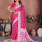 Anaita Pink Handmade Bandhej Viscose Silk Saree With Blouse