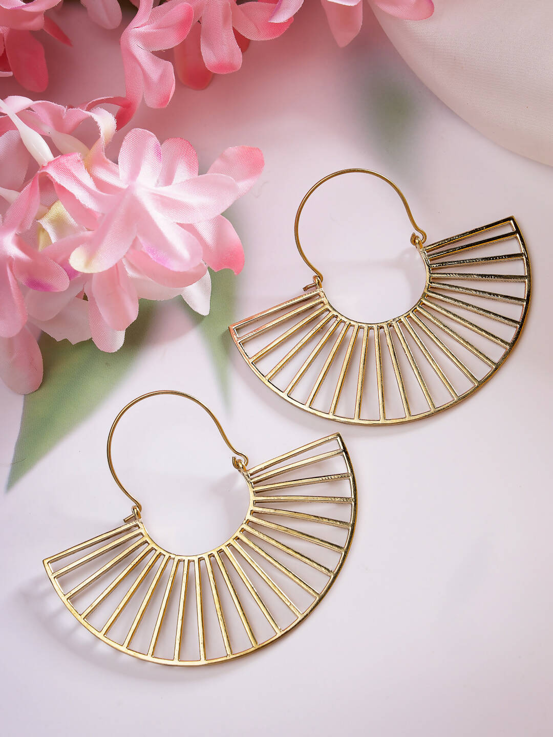 NVR Women Golden Hoop Earrings - Swadesiicart