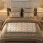 BELLA CASA Brown & Beige Ethnic Motifs Cotton 350 TC King Bedsheet with 2 Pillow Covers