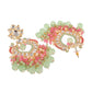 Shoshaa Gold-Polished Green & Pink Enamel Kundan-Studded Drop Earrings | Swadesiicart