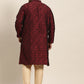 Sojanya Plus Men Plus Size Red & Black Woven Design Straight Kurta | Swadesiicart