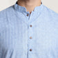 Sojanya Men Blue Dobby Self-Checked Straight Kurta | Swadesiicart
