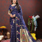 Lorenvalley Fashion Navyblue Soft Paithani Silk Woven Design Gold Zari Meenakari Weaving Saree - Swadesiicart