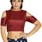 Aastha Fashion Women's Maroon Art Silk Cold Shoulder Sleeve Readymade Blouse