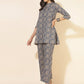 Janasya Women's Blue Cotton Ethnic Motifs Casual Regular Co-ords - Swadesiicart