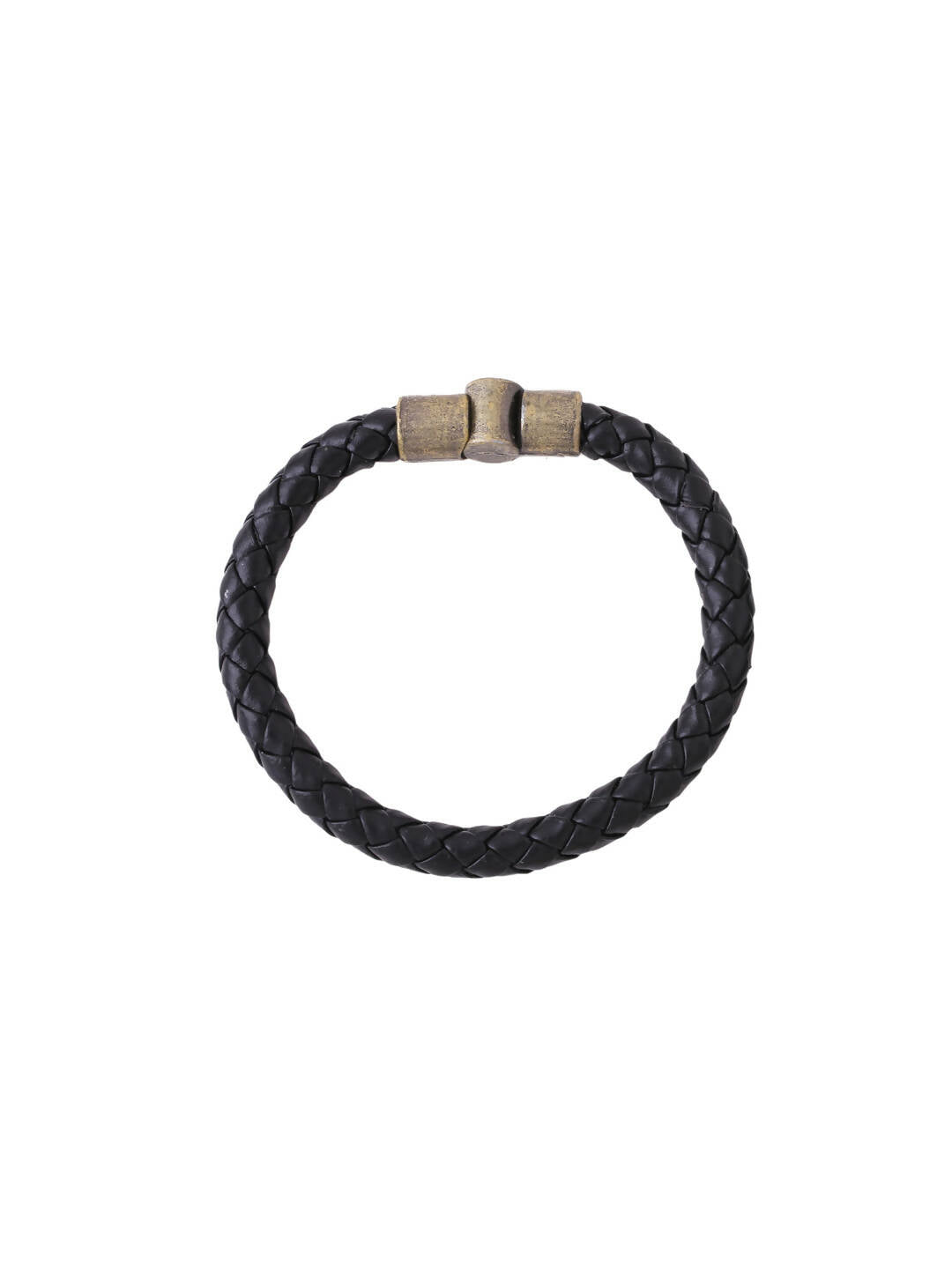 NVR Men's Black Leather Bracelet - Swadesiicart