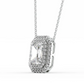 Cauer Elegant Radiant Moissanite Pendant Chain 14K Sterling Silver White Gold Plated | Swadesiicart