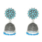Mominos Fashion Joharkamal Kundan work Jhumka with Sky Blue Beads - Mominos Fashion