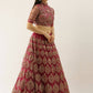 House of Panchhi Women Rosegold Net Embroidered Mirror Lehenga & Blouse with Dupatta | Swadesiicart