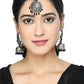 Mominos Fashion Johar Kamal Bahubali Black Beads Earrings With Tikka - Mominos Fashion