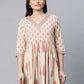 Ahalyaa Women Beautiful Beige Pure Cotton Printed Tunic | Swadesiicart