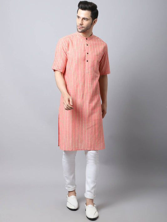 Even Apparels Beige Pure Cotton Men's Kurta With Band Collar (STR1171) | Swadesiicart
