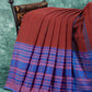Maroon And Blue Colour Contrast Thread Borders Khadi Cotton Saree By Gayathri Reddy Designer Studio | Swadesiicart
