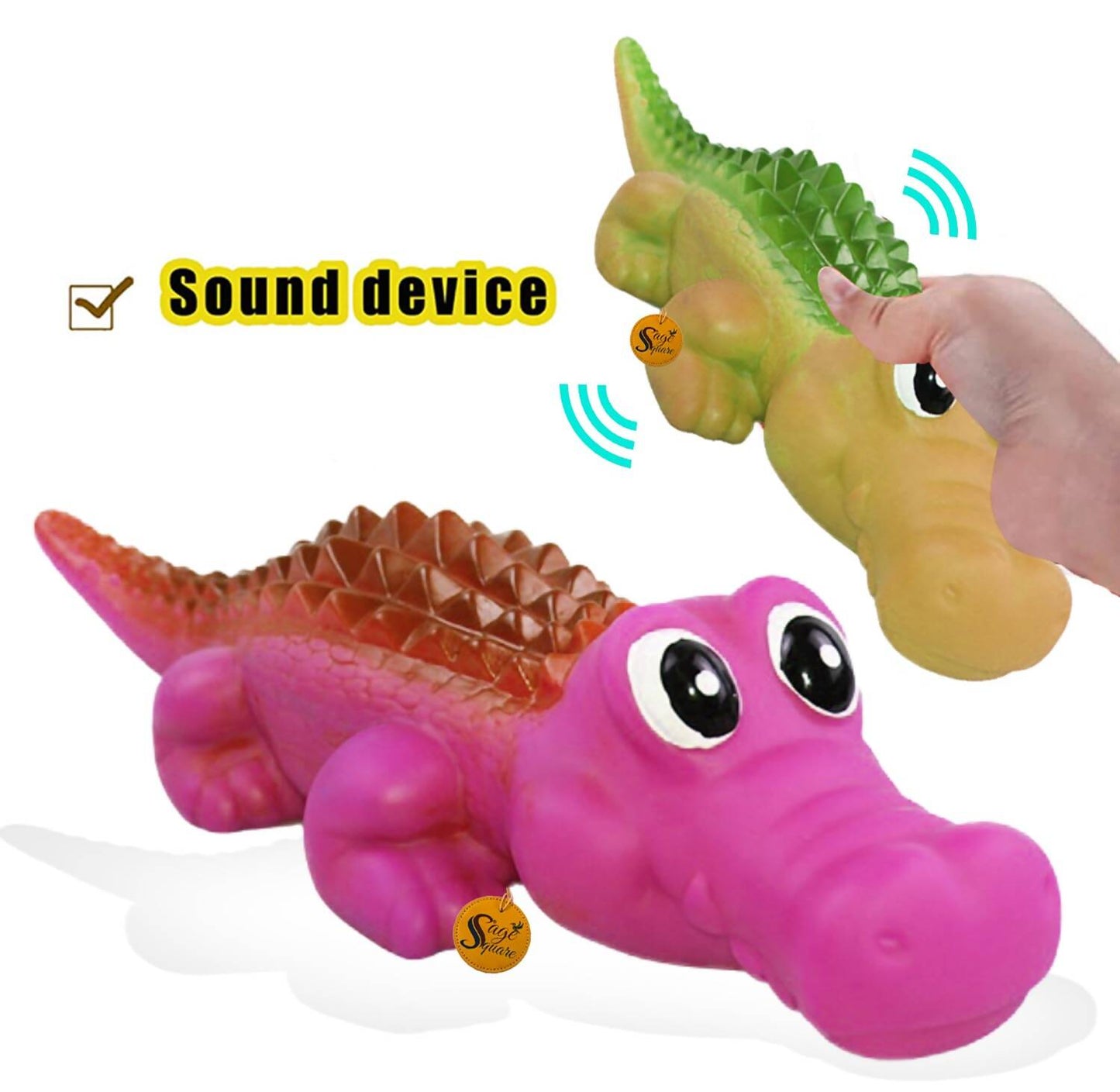 Sage Square Durable Interactive Dog Squeaky Crocodile Toy (Random Color) - Swadesiicart