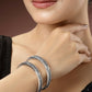 NVR Women's Silver-Toned German Silver Peacock Design Oxidised Kada Bangle - NR Retail-NVR