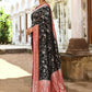 Joban Fashion Black Crepe Chiffon Pure Handloom Banarasi Silk Saree | Swadesiicart