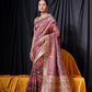Vishnu Weaves Women's Maroon Tussar Silk Zari Woven Saree with Blouse - Swadesiicart
