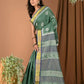 Very Much Indian Pure Cotton Handloom Saree With Intricate Borders - Green | Swadesiicart