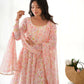 Joban Fashion Peach Kurta Set Organza Sequin Embroidery Work - Swadesiicart