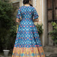 Wedding Designer Blue Soft Dola Silk Anarkali suit with Dupatta - Samanta - Swadesiicart