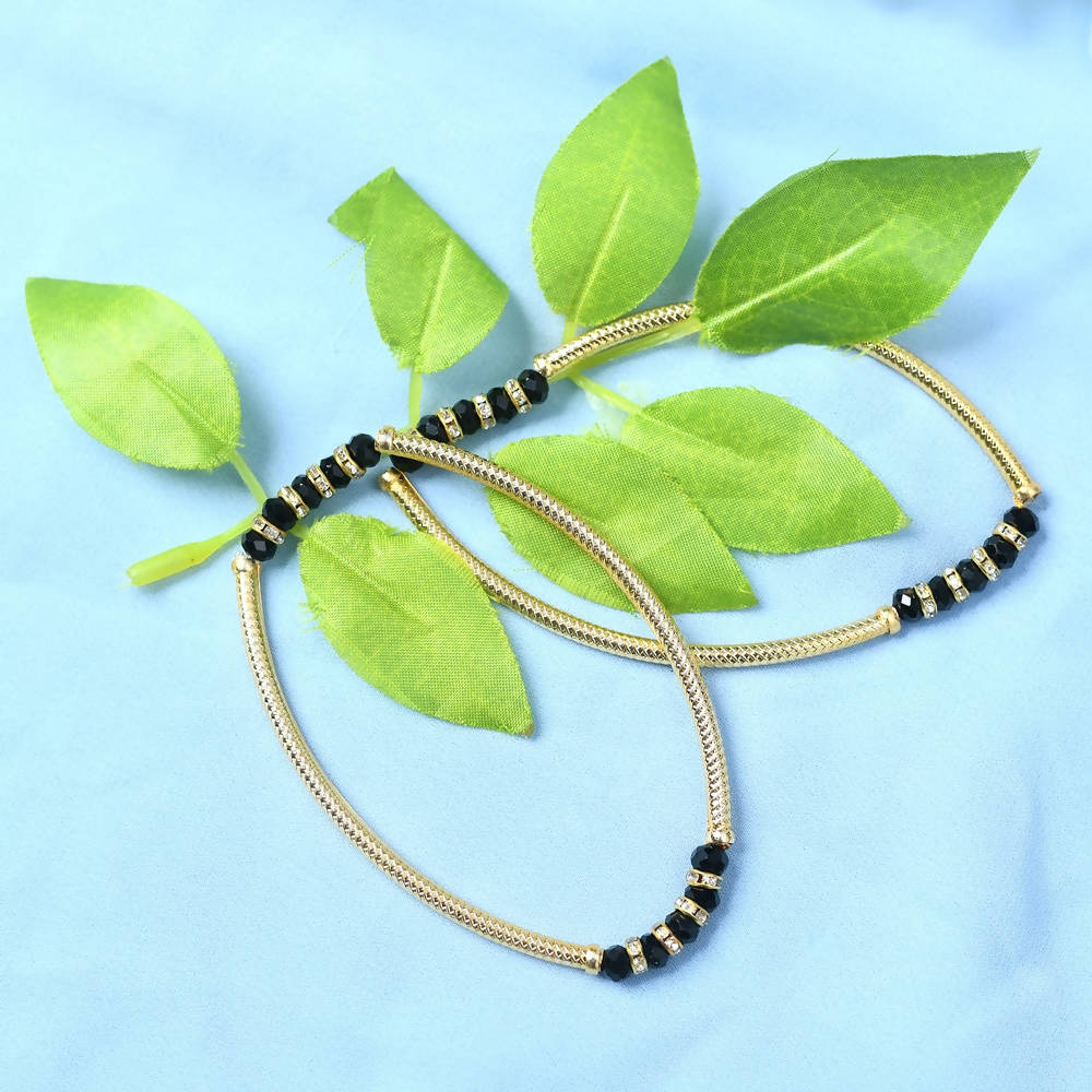 Mominos Fashion Kamal Johar Gold-Polished Beads Anklets | Swadesiicart