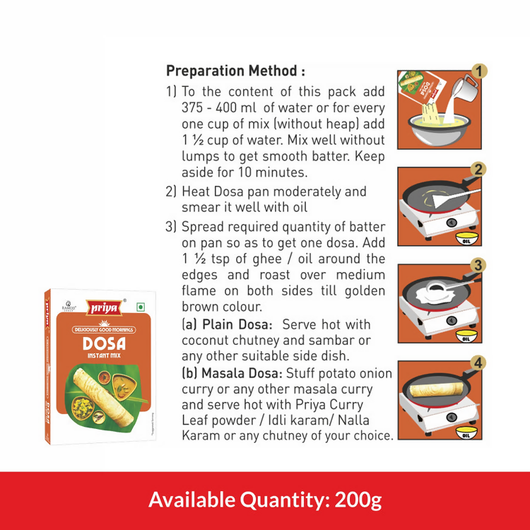 Priya Instant Dosa Mix | Swadesiicart