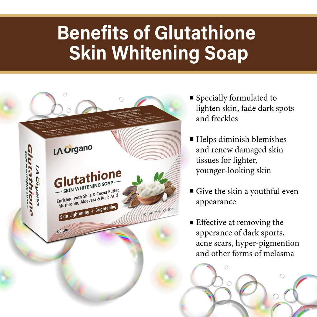 LA Organo Glutathione Shea & Cocoa Butter Soap | Swadesiicart