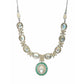 Gold and Silver Tone Neckpiece with Green Center Piece (Silver) - Ruby Raang | Swadesiicart