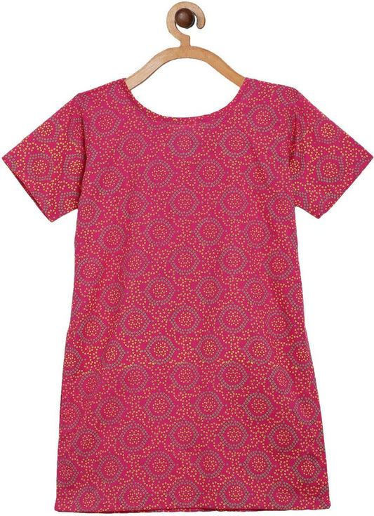 Ahalyaa Magenta Cotton Printed Kids Kurta Sharara Set With Dupatta For Girls | Swadesiicart