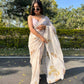 Vamsee Cream Chiffon Designer Saree - Swadesiicart