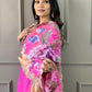 Partywear Designer Viscose Chanderi Pink Stitched Suit With Dupatta - Tanisha | Swadesiicart