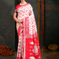 Shree Shyam Fashion Devistuti Red White Linen Cotton Saree