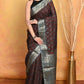 Very Much Indian Modal Silk Ajrakh Handblock Printed Natural Dyes With Designer Border Saree - Dark Maroon | Swadesiicart