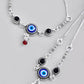 VOJ Set of 2 Silver Plated Evil Eye HandCrafted Adjustable Anklet - Swadesiicart