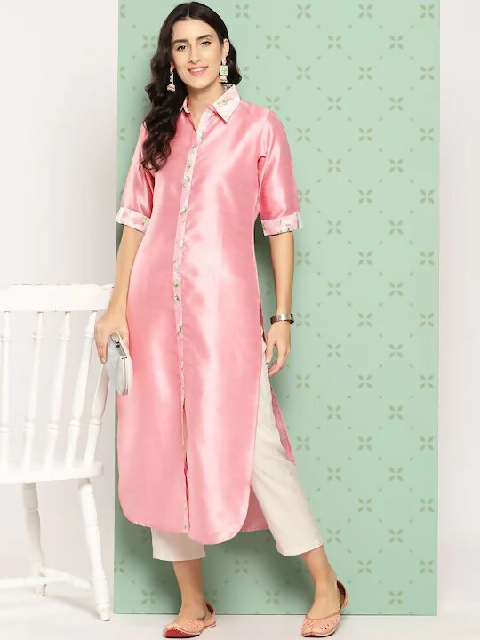 Ahalyaa Women's Traditional wear Kurta - Pink | Swadesiicart