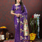 Lorenvalley Fashion Purple Soft Paithani Silk Woven Design Gold Zari Meenakari Weaving Saree - Swadesiicart