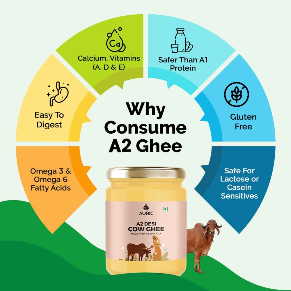 Auric A2 Bilona Desi Cow Ghee - Pure Brijwasi Ghee - Bilona Curd Churned - Swadesiicart