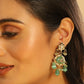 Nuyug 22K Gold Plated Lush Green Maang Tikka & Earrings Set | Swadesiicart