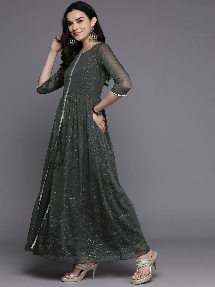 Ahalyaa Women's Traditional wear Kurta Set - Grey | Swadesiicart