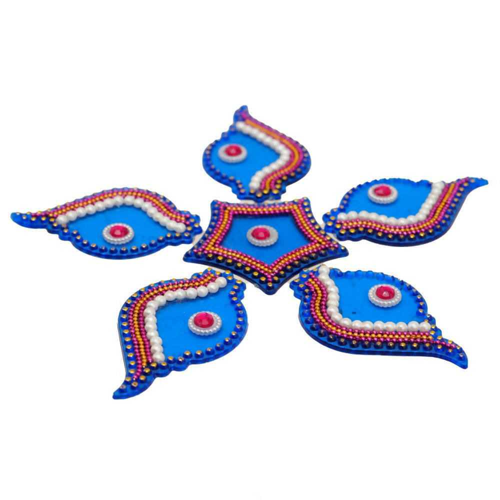 Kundan HandiKrafts Shank Rangoli Blue (Baby) - Swadesiicart