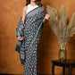 Very Much Indian Handblock Printed Cotton Saree With Natural Dyes - Black White | Swadesiicart