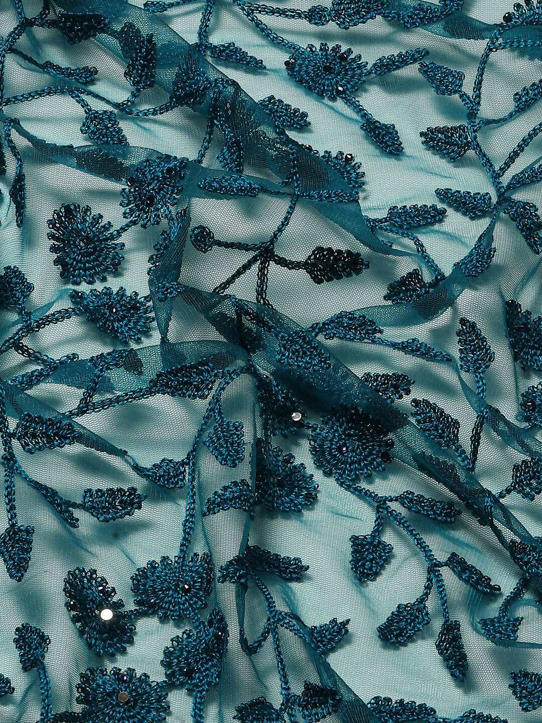 Blue Woven Design Net Saree with Blouse Piece - Kalamkari