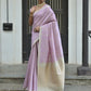Vishnu Weaves Women's Purple Premium Tussar Silk Saree with Blouse - Swadesiicart