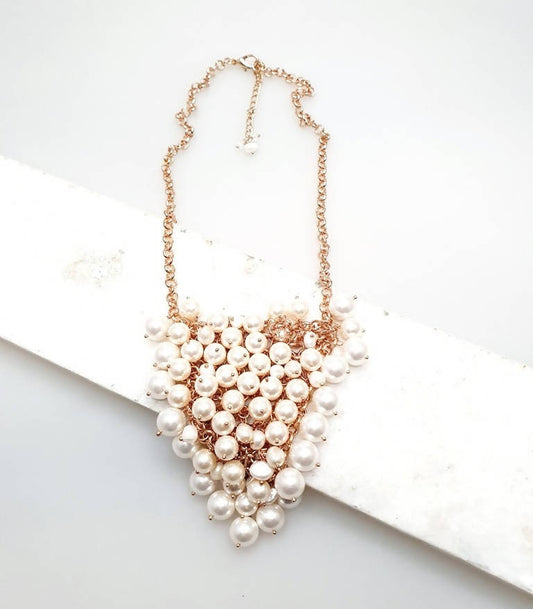 Bling Accessories Baroque & Swarovski Glass Pearls Cluster Necklace | Swadesiicart